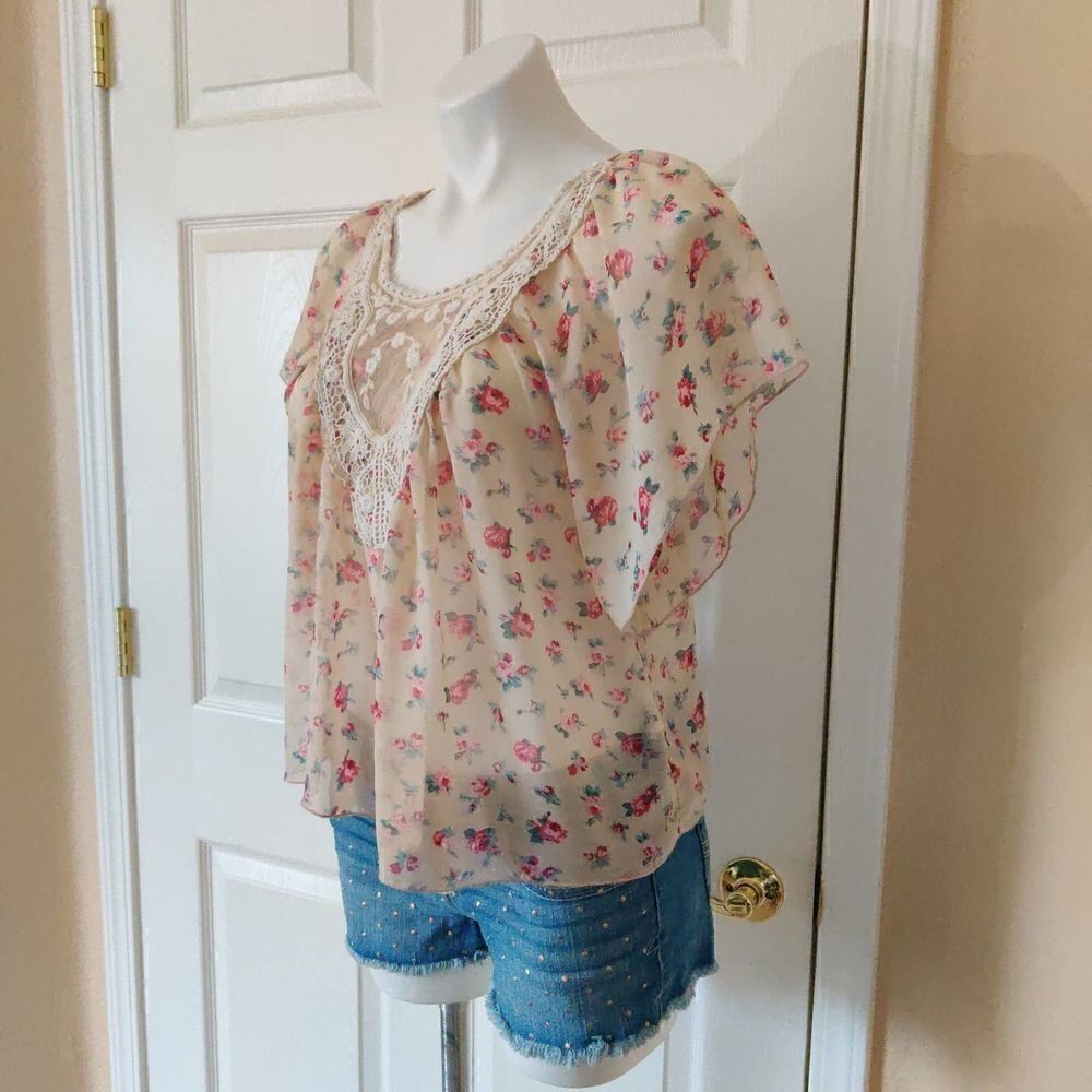 Cotton On flowy sheer floral blouse sz XS - Picture 4 of 11
